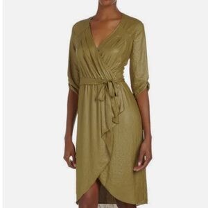 Bcbgmaxazria DARK CHARTREUSE green "TABEA" COCKTAIL DRESS silky shiny xs